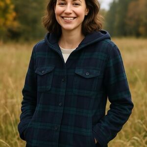 L.L. Bean Women's Blue and Green Plaid Utility Jacket